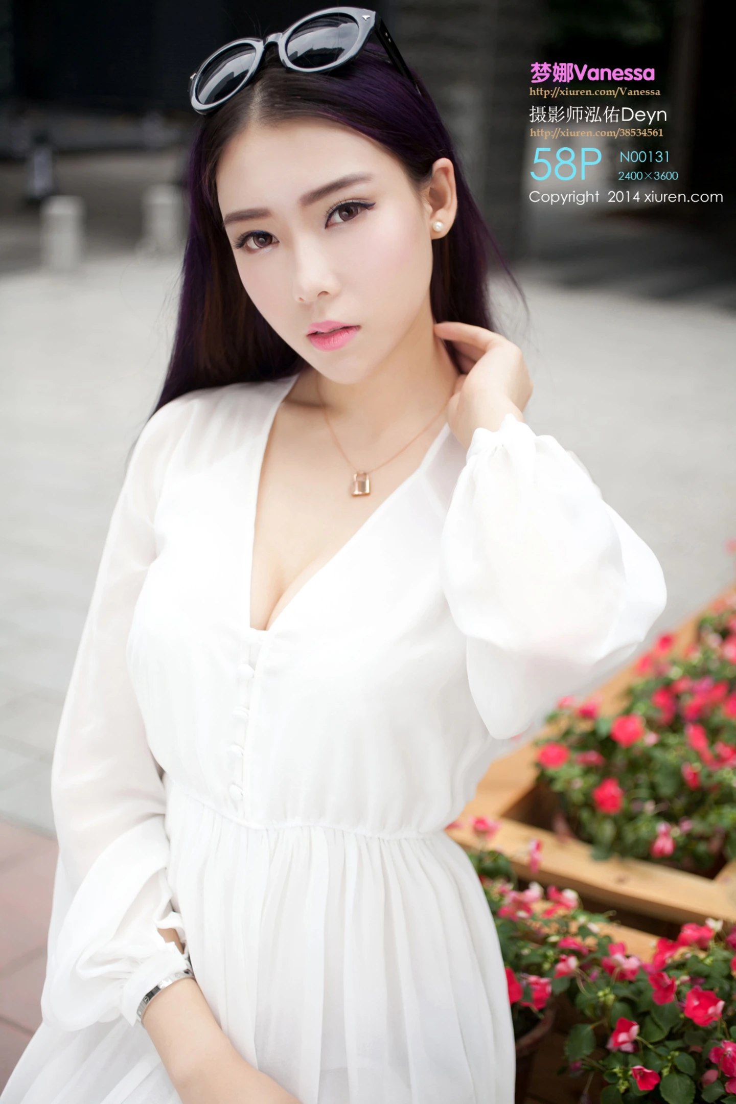 [XiuRen秀人网]No.131_嫩模梦娜Vanessa白色连身睡裙大尺度真空美胸诱惑写真58P-秀人网 - XiuRen.Pro